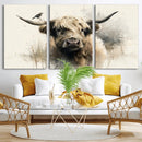 Abstract Highland Cow Wall Art Canvas Print, Rustic Farm by MyGreatCanvas | Canvas Wall Art Prints | Photo Prints & Wall Decor