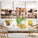 Texas Longhorn Cattle Wall Art Canvas Print, Sepia Western by MyGreatCanvas | Canvas Wall Art Prints | Photo Prints & Wall Decor