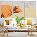 Minimal Longhorn Bull Wall Art Canvas Print, Neutral Western by MyGreatCanvas | Canvas Wall Art Prints | Photo Prints & Wall Decor