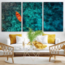 Turquoise Ocean Boat Wall Art Canvas Print by MyGreatCanvas | Canvas Wall Art Prints | Photo Prints & Wall Decor