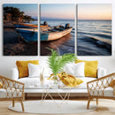 Coastal Fishing Boats Wall Art Canvas Print, Sunset Beach by MyGreatCanvas | Canvas Wall Art Prints | Photo Prints & Wall Decor