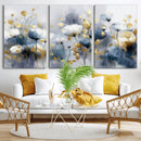 Large Abstract Flowers Wall Art Canvas Print – Gold and Blue by MyGreatCanvas | Canvas Wall Art Prints | Photo Prints & Wall Decor