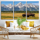 Bison in Mountain Landscape Wall Art Canvas Print – Western by MyGreatCanvas | Canvas Wall Art Prints | Photo Prints & Wall Decor