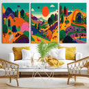 Colorful Japanese Landscape Print: Maximalist Panoramic Wall by MyGreatCanvas | Canvas Wall Art Prints | Photo Prints & Wall Decor