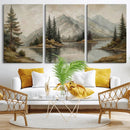 Vintage Mountain Landscape Wall Art Canvas Print Set, Rustic by MyGreatCanvas | Canvas Wall Art Prints | Photo Prints & Wall Decor