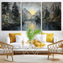 Drip Style Forest Lake Gold Art — Abstract Expressionist by MyGreatCanvas | Canvas Wall Art Prints | Photo Prints & Wall Decor
