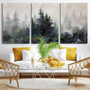 Misty Pine Forest Oil Painting Canvas — Dark Moody Teal Grey by MyGreatCanvas | Canvas Wall Art Prints | Photo Prints & Wall Decor