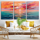 Bold Palette Knife Ocean Sunset Canvas — Orange Pink Teal by MyGreatCanvas | Canvas Wall Art Prints | Photo Prints & Wall Decor