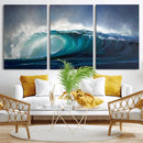 Ocean Wave Canvas Wall Art, Dramatic Teal Blue Seascape Oil by MyGreatCanvas | Canvas Wall Art Prints | Photo Prints & Wall Decor