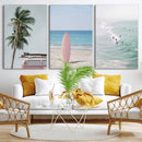 Surf Canvas Wall Art Set, Pink Surfboard VW Van Palm Tree by MyGreatCanvas | Canvas Wall Art Prints | Photo Prints & Wall Decor