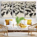 Longhorn Cattle Canvas Wall Art, Black White Stampede Ink by MyGreatCanvas | Canvas Wall Art Prints | Photo Prints & Wall Decor