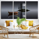 Moonlit Lake Canvas Wall Art, Dreamy Boat Heron Full Moon by MyGreatCanvas | Canvas Wall Art Prints | Photo Prints & Wall Decor