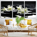 Plumeria Frangipani Black Stone Canvas | White Flower Spa by MyGreatCanvas | Canvas Wall Art Prints | Photo Prints & Wall Decor