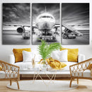 Airplane Wall Art Canvas Print, Black and White Jet Aircraft by MyGreatCanvas | Canvas Wall Art Prints | Photo Prints & Wall Decor