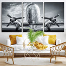 Propeller Plane Wall Art Canvas Print, Black and White by MyGreatCanvas | Canvas Wall Art Prints | Photo Prints & Wall Decor