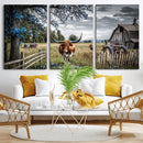 Texas Longhorn Canvas Wall Art, Rustic Farm Barn Bluebonnet by MyGreatCanvas | Canvas Wall Art Prints | Photo Prints & Wall Decor
