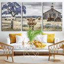 Texas Longhorn Canvas Wall Art, Rustic Farm Barn Bluebonnet by MyGreatCanvas | Canvas Wall Art Prints | Photo Prints & Wall Decor