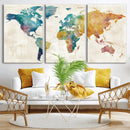 Watercolor World Map Canvas Wall Art Print – Abstract by MyGreatCanvas | Canvas Wall Art Prints | Photo Prints & Wall Decor