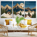 Moonlit Mountain Cabin Wall Art Canvas Print, Rustic Mountain Landscape Canvas Print, Woodland Cabin Wall Decor, Framed Nature Artwork Ready to Hang by MyGreatCanvas | Canvas Wall Art Prints | Photo Prints & Wall Decor