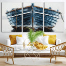 Blue Wooden Rowboat Canvas Wall Art, Coastal Nautical Boat Painting Print for Lake Beach House Decor, Minimalist Maritime Decor Artwork by MyGreatCanvas | Canvas Wall Art Prints | Photo Prints & Wall Decor