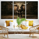 Texas Longhorn Bull Canvas Wall Art, Western Ranch Cattle Photography Print, Rustic Farmhouse Cowboy Decor Artwork by MyGreatCanvas | Canvas Wall Art Prints | Photo Prints & Wall Decor
