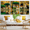 Gustav Klimt Golden Cityscape Wall Art Canvas Print,