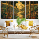 Gustav Klimt Style Forest Canvas Wall Art, Golden Forest Path Floral Art Nouveau Print, Enchanted Woodland Decor by MyGreatCanvas | Canvas Wall Art Prints | Photo Prints & Wall Decor