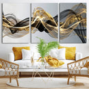 Black and Gold Abstract Wall Art, Modern Wave Canvas Print, Elegant Flowing Smoke Art, Luxury Living Room Decor by MyGreatCanvas | Canvas Wall Art Prints | Photo Prints & Wall Decor