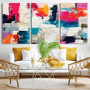 Blue Teal Abstract Canvas Wall Art, Modern Textured Painting Print, Navy Orange White Contemporary Art, Neutral Living Room Decor, Office Art by MyGreatCanvas | Canvas Wall Art Prints | Photo Prints & Wall Decor