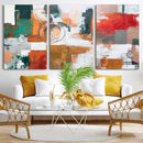 Blue Teal Abstract Canvas Wall Art, Modern Textured Painting Print, Navy Orange White Contemporary Art, Neutral Living Room Decor, Office Art by MyGreatCanvas | Canvas Wall Art Prints | Photo Prints & Wall Decor