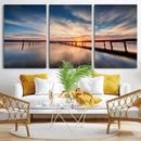 Wooden Pier on Seascape and Sunset Wall Art Canvas Print by MyGreatCanvas | Canvas Wall Art Prints | Photo Prints & Wall Decor