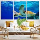 Sea Turtle Wall Art Canvas Print, Sea life in the Ocean Wall