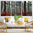 Autumn Forest Wall Art – Enchanting Red Leaves Canvas Print,