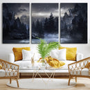 Night Landscape and Trees Wall Art Canvas Print