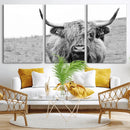 Newfoundland Cow Art Wall Art, Black White Cow Art Wall Art
