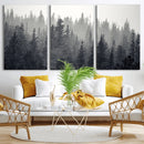Misty Forest Canvas Wall Art – Monochrome Triptych Pine Tree by MyGreatCanvas | Canvas Wall Art Prints | Photo Prints & Wall Decor