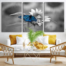 Blue Butterfly Black and White Canvas Wall Art by MyGreatCanvas | Canvas Wall Art Prints | Photo Prints & Wall Decor