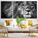 Black and White Lion Canvas Wall Art Print – Wildlife by MyGreatCanvas | Canvas Wall Art Prints | Photo Prints & Wall Decor