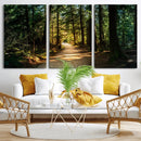 Sunlit Forest Pathway Canvas Print | 3 Panel Large Nature by MyGreatCanvas | Canvas Wall Art Prints | Photo Prints & Wall Decor