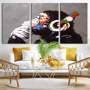 Dj Monkey Listening to Music Wall Art Print | Banksy Monkey by MyGreatCanvas | Canvas Wall Art Prints | Photo Prints & Wall Decor