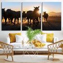 Horse Herd Wall Art Animal Canvas Print