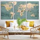 Classic World Map Canvas Print – Framed Vintage Map Wall by MyGreatCanvas | Canvas Wall Art Prints | Photo Prints & Wall Decor