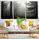 Misty Forest Wall Art Premium Canvas Print a Foggy and