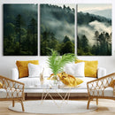 Misty Forest Wall Art Premium Canvas Print a Foggy and