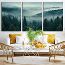 Captivating Misty Foggy Forest Wall Art Premium Canvas Print