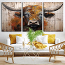 Scottish Highland Cow Cattle Art Print on Wood Style by MyGreatCanvas | Canvas Wall Art Prints | Photo Prints & Wall Decor