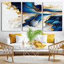 Gold Marble Art - Abstract Geode Gold And Blue Marble Shape