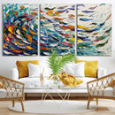 Modern Abstract Fish Shoal Wall Art Canvas Print, Colorful by MyGreatCanvas | Canvas Wall Art Prints | Photo Prints & Wall Decor