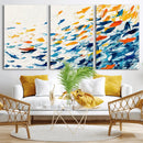 Abstract Fish Shoal Wall Art Canvas Print, Colorful Fish