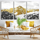 Gold Abstract Mountains Wall Art Print on Canvas, Nature